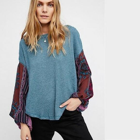 We The Free Blossom Printed Balloon Sleeve Thermal - Picture 1 of 5